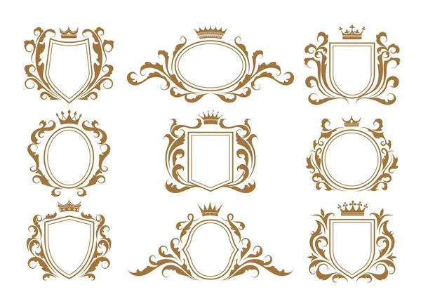 Escudos monograma de lujo — Archivo Imágenes Vectoriales