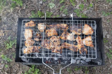 bir şiş üzerinde et brazier üzerinde hazırlanır