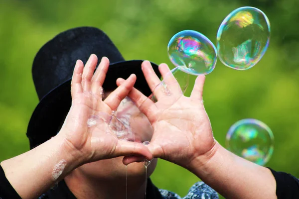Burbujas Jabón Fondo Abstracto Divertido — Foto de Stock