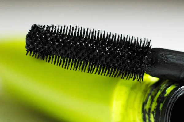 Black Mascara Brush Stroke Yellow Tube — Stock Photo, Image
