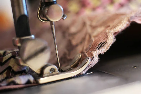 Sewing machine overlocker so close — Stock Photo, Image