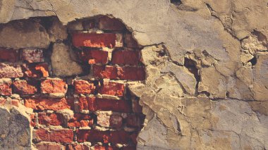 Kırmızı tuğlalı eski duvar, klasik arkaplan