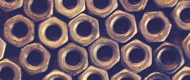 Arkaplan için metal cıvatalar, üst görünüm nesnesi