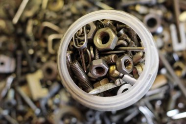 Cıvata ve vida çeşitleri, arka plan için bir set