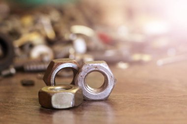 Arkaplan için metal cıvatalar, üst görünüm nesnesi