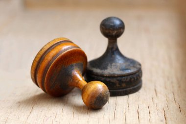 Retro ahşap satranç çok yakın, nadir bir oyun