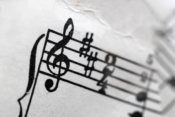 Partitura Música Antiga Tão Perto Objeto Macro — Fotografia de Stock