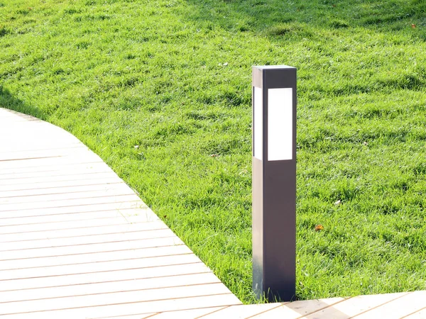 Decorativo Piccolo Giardino Solare Luce Lanterne Aiuola Fogliame Verde Design — Foto Stock