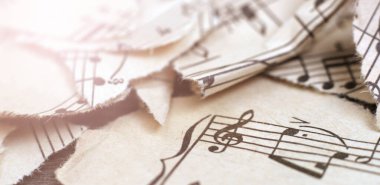 Retro el yazısı müzik sayfası - soyut sanat arkaplanı