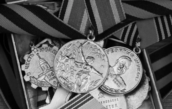 Composition Victory Day Orders Medals Retro — Stock Photo, Image