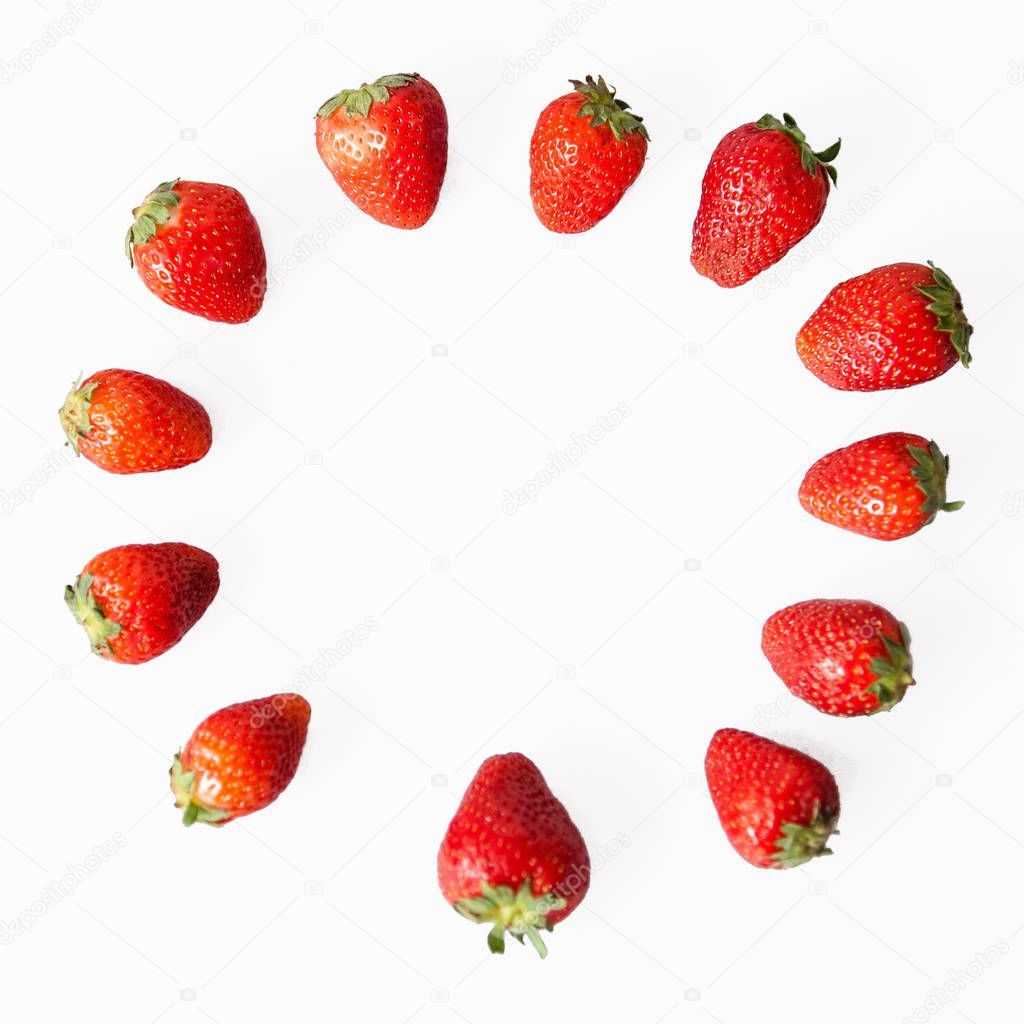 Strawberries on a white background. Strawberries are red. A delicious product. Sweet berry. Product for smoothies. White background. White bowl. A product for vegetarians.