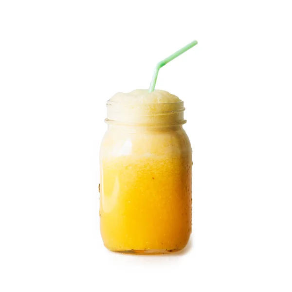 Orangen Smoothies Einem Glasladen Weißer Hintergrund Wanne Zum Trinken Orange — Stockfoto