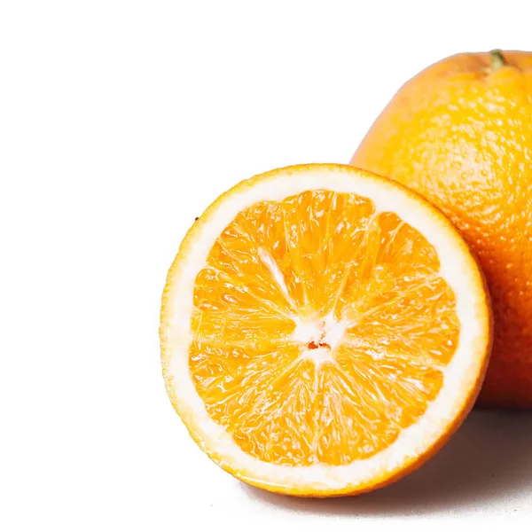 Orange Vit Bakgrund Rund Frukt Oranje Produkt Ochenky Läckra Och — Stockfoto