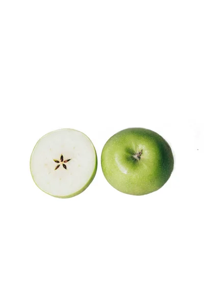 Grönt Äpple Rött Äpple Vit Bakgrund Foto För Menyn Läcker — Stockfoto