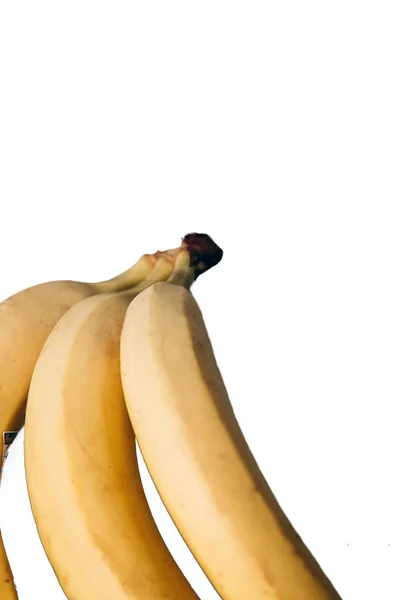 Banane Sfondo Bianco Prodotto Giallo Frutto Oblungo Frutta Utile Vegani — Foto Stock