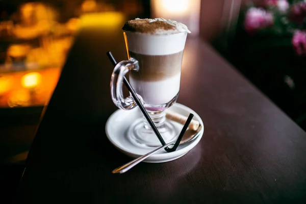 Cozy Cafe City Coffee Drinks Strongly Invigorate American Cappuccino Latte — Stock Photo, Image