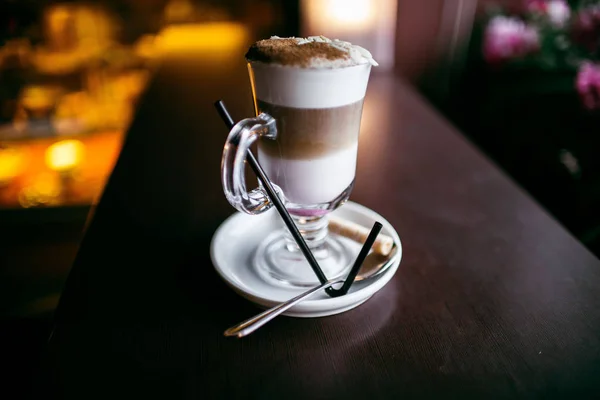 Cozy Cafe City Coffee Drinks Strongly Invigorate American Cappuccino Latte — Stock Photo, Image
