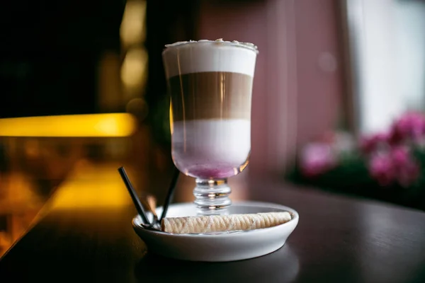 Gezellig Café Stad Koffie Dranken Stimuleren Sterk Amerikaans Cappuccino Latte — Stockfoto