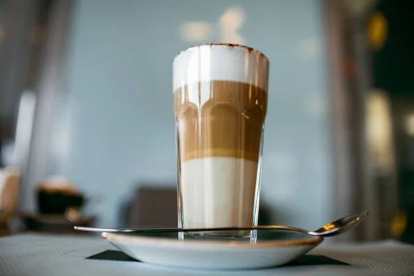 Gemütliches Café Der Stadt Kaffeegetränke Beleben Stark Amerikaner Cappuccino Oder — Stockfoto