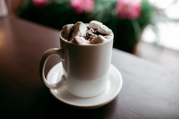 Gemütliches Café Der Stadt Kaffeegetränke Beleben Stark Amerikaner Cappuccino Oder — Stockfoto