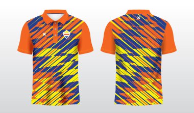 soyut polo mavisi ve turuncu sarı tişört forma tasarımı