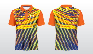 soyut polo mavisi ve turuncu sarı tişört forma tasarımı