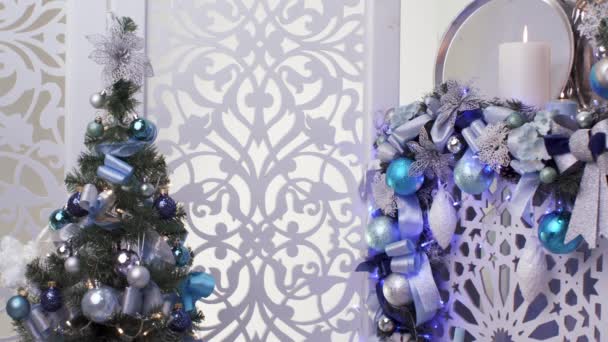 Kış Ağaç Noel Oyuncaklar Yeni Yılınız Kutlu Olsun — Stok video