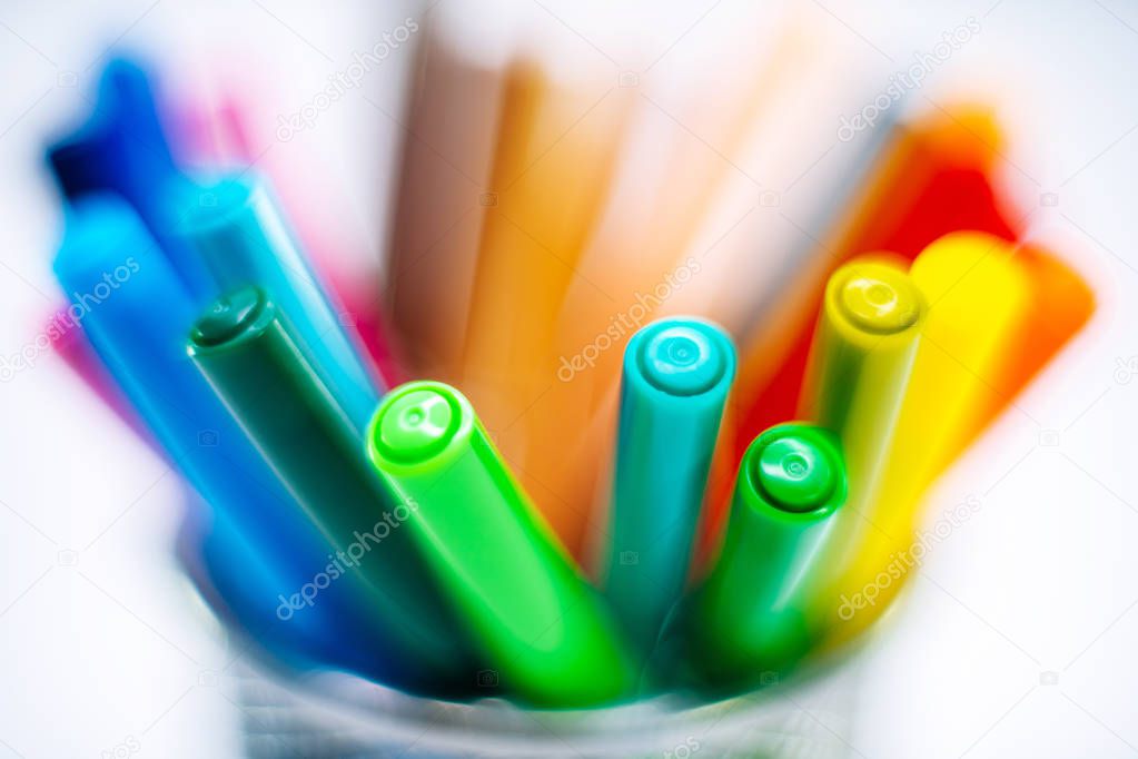 colored markers isolated on the white background