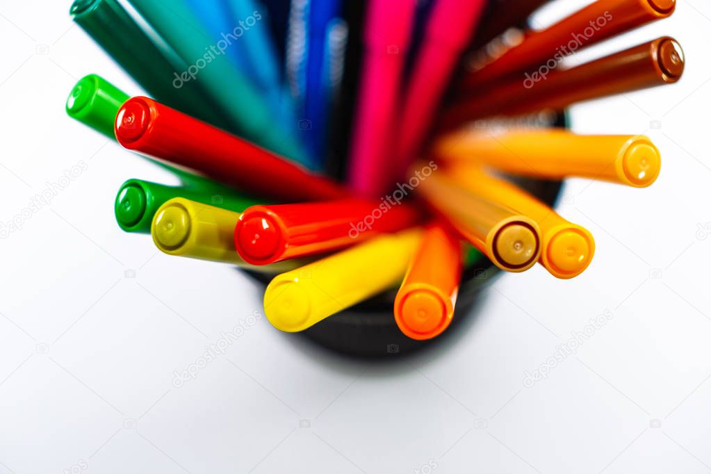 colored markers isolated on the white background