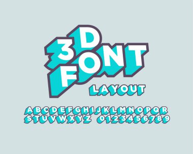 3d yazı tipi italik. Vektör çizimi