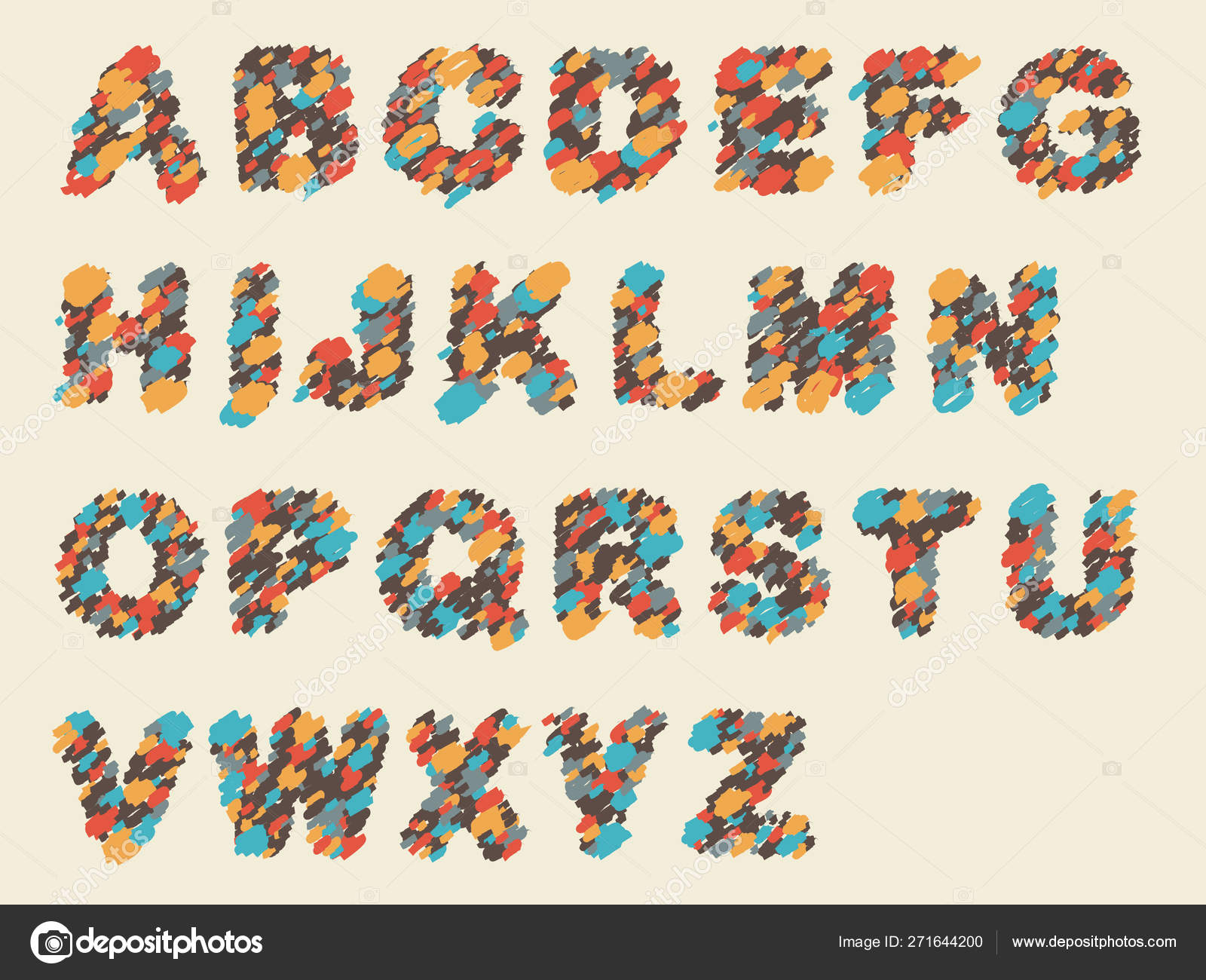 Crayon Font Design Colorful Vector Illustration Stock Vector Image by