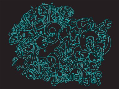 Farklı açı doodle renkli vektör illüstrasyon 