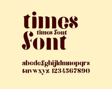 Times yazı tipi tasarımı, renkli vektör illüstrasyon