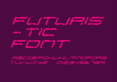 Fütüristik yazı tipi tasarımı, renkli vektör illüstrasyon