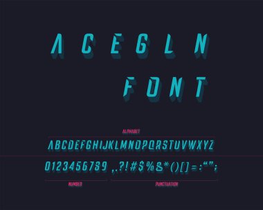 Elegance yazı tipi tasarımı, renkli vektör illüstrasyon