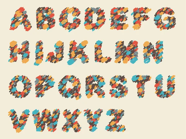 Crayon Font Design Colorful Vector Illustration — Stock Vector