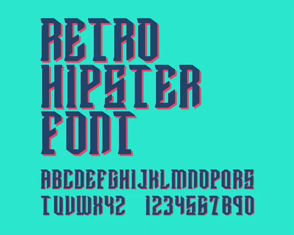 Diseño Fuente Retro Hipster Ilustración Vectorial Colorida — Vector de stock