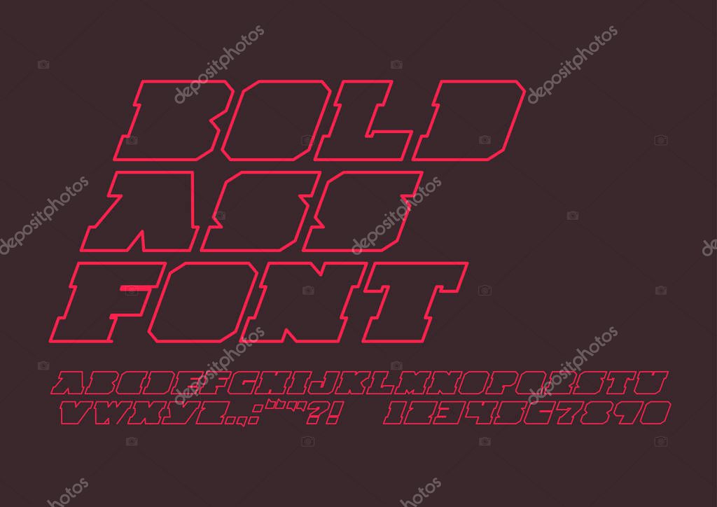 Bold ass font design, colorful vector illustration