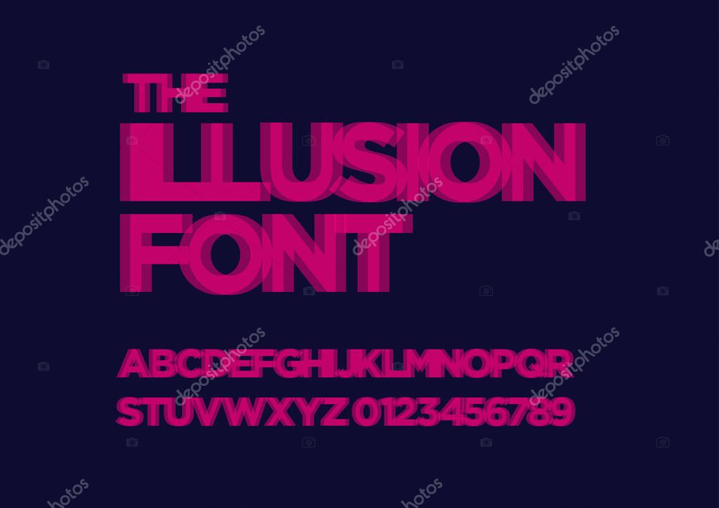 Illusion font design, colorful vector illustration