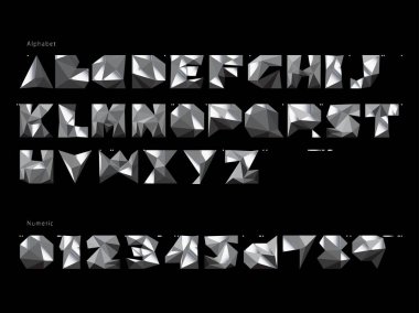 Fütüristik yazı tipi tasarımı, renkli vektör illüstrasyon