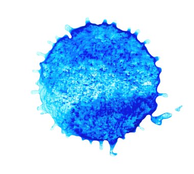 Mavi sulu boya lekesi. Abstrct mavi suluboya damlacık spot. Mavi blob soyut el çekilmiş