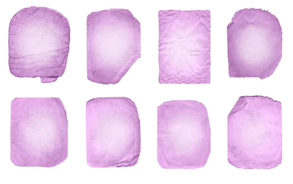 Lila Papierset Isoliert Violettblauer Papierhintergrund Ultraviolettes Papier Isoliert Auf Weiß — Stockfoto
