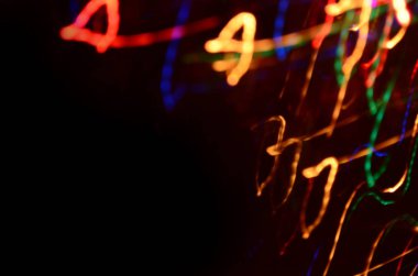 Ufuk parlak Caddesi gece. Şehir Manzaralı soyut hareket bulanık