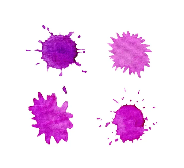 Abstract Watercolor Violet Splashes Isolated Purple Watercolor Spot Design Element — Stock Photo, Image
