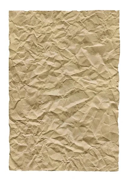 Old Paper Rectangle Format Brown Crumpled Paper Surface Isolated White — Stock Photo, Image