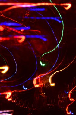 Ufuk parlak Caddesi gece. Şehir Manzaralı soyut hareket bulanık