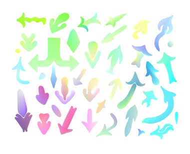  Pastel elle çizilmiş doodle kroki oklar. El ile yapılan ayarla oklar. Trendy vektör ok tasarım öğeleri pastel renklerde.