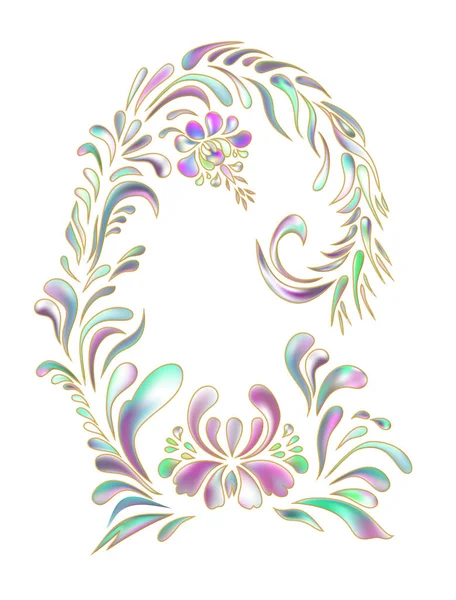 Hermoso Adorno Étnico Flores Ornamentales Vectoriales Dibujadas Mano Decoración Para — Vector de stock