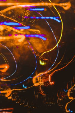 Gece bokeh konserin arka plan bulanık. Konser sahne ışıkları. Ufuk konser aydınlatma. Arka plan soyut Festivali bulanıklık