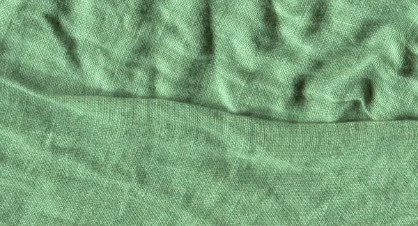 Зелений Фон Текстури Лляної Тканини Зелена Поверхня Тканини Тла — стокове фото
